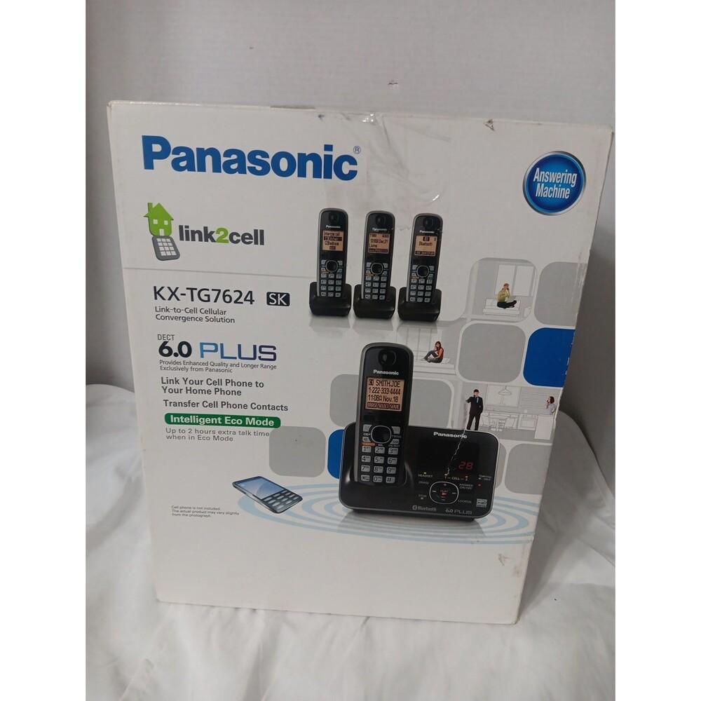 Panasonic KX-TG7624SK 2.4 GHz Dual Handsets Single Line Cordless Phone